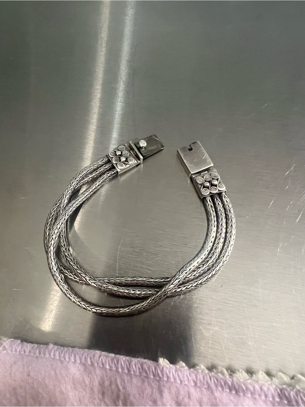 Heavy Sterling Multi-Strand Braided Silver Bracelet